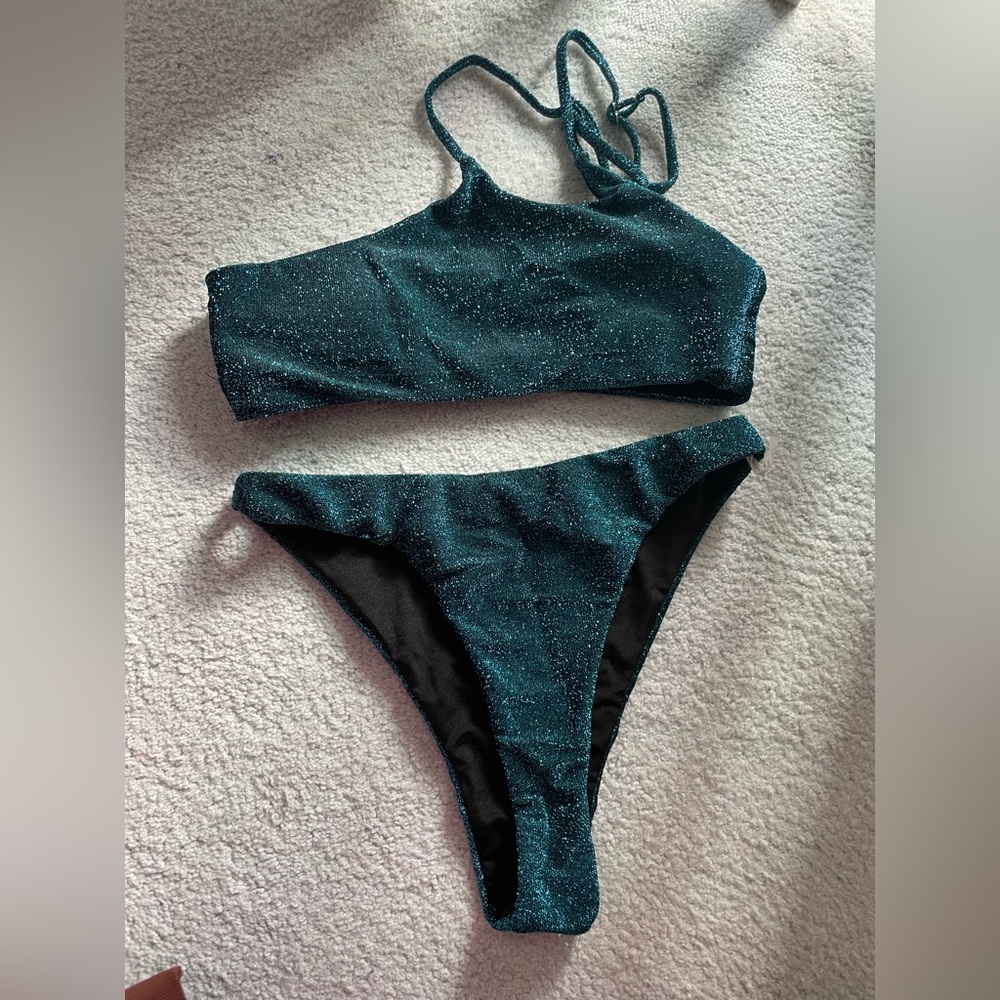 Emerald green sparkle bikini